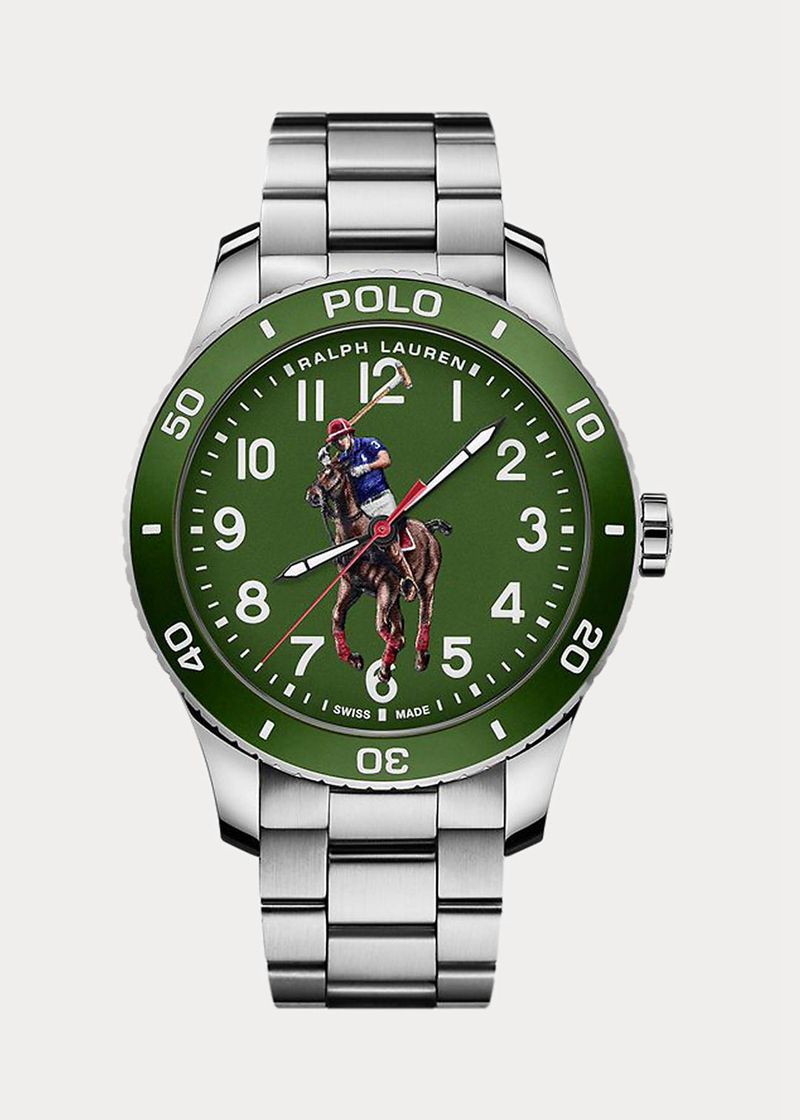 Relojes Polo Ralph Lauren Hombre Polo Watch Green Dial Steel Bracelet Chile Verde USVTE-3527